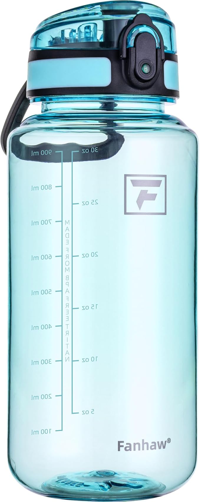 Fanhaw 32 Oz Clear Tritan Water Bottle, BPA-Free & Leak-Proof, Wide Mouth with Anti-dust Chug Lid, Reusable Plastic Bottle for Gym, Travel, School & Office (Baby Blue)