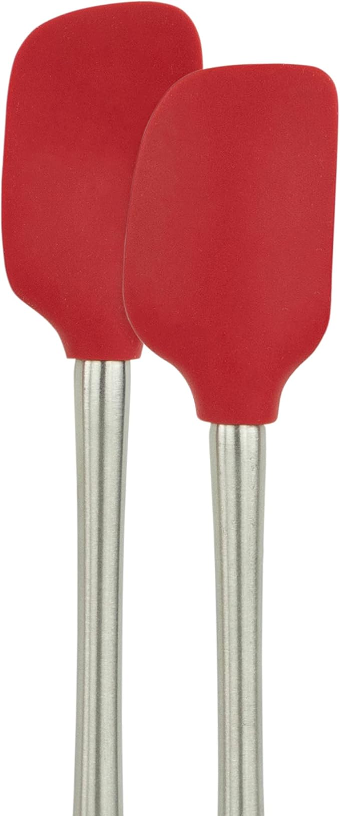 Tovolo Flex Core Mini Silicone Spatula Spoonula Set of 2 for Non Stick Cast Iron Cooking & Baking, Dishwasher Safe Heat Resistant BPA Free Small Stainless Steel Handle Kitchen Utensil, Cayenne Red