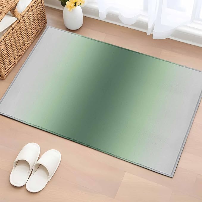 Area Rug 2x3ft, Rat Tail Green Gray Gradual Washable Rugs for Living Room Bedroom, Abstract Art Soft Non-Slip Area Rugs Rectangle Floor Carpet for Dining Room