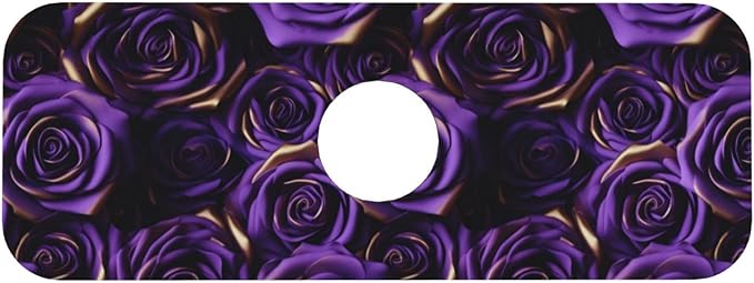 Purple Roses Kitchen Sink Splash Guard Faucet Mat Absorbent Faucet Draining Pad with Hole for Kitchen Bathroom 15" X 5.5"