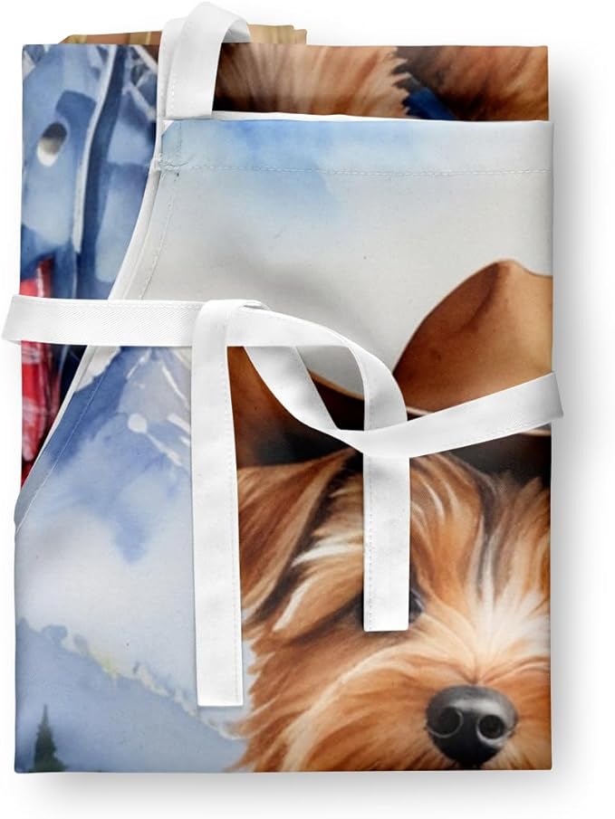 Caroline's Treasures Norfolk Terrier Cowboy Welcome Apron Cooking Kitchen Server Baking Crafts Gardening for Adult Women Men, Unisex, Large, Multicolor