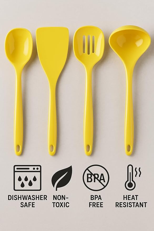 Calypso Basics by Reston Lloyd Melamine Utensil Set, Black, 4pc