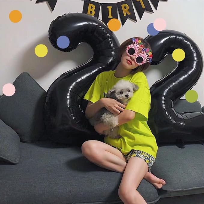 22 Balloons Number Birthday Party Decorations, 40 Inch Baloons for Women Men, Black Number Decor for Party, Marriage Proposal, Wedding Anniversaries Events