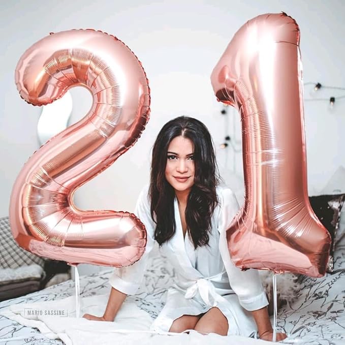 2 Numbers Balloon 40 Inch Rose Gold Two Balloon Number Birthday Decor, 2nd 12 21st Party Celebration Decorations Graduations Wedding Baby Shower