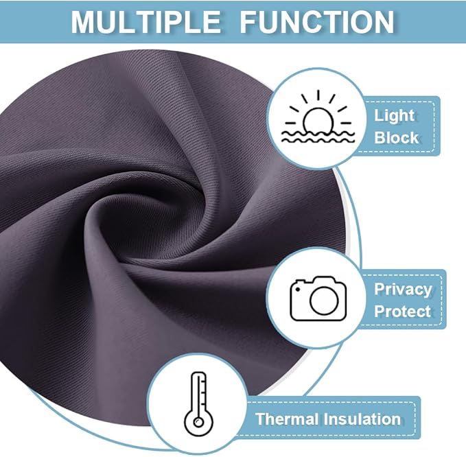 RYB HOME Blackout Door Curtains - Privacy French Door Shades Self Sticky Thermal Insulated Vertical Blinds Tricia Drapery for Sidelight Curtain, W26 x L40 inch, 1 Panel, Grayish Purple