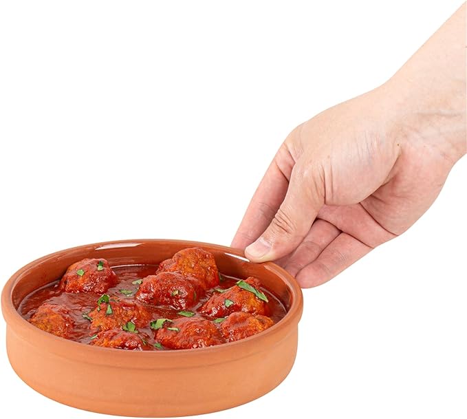 Restaurantware-Terra Tek 15.2 Ounce Terracotta Cazuelas, 2 Brown Glazed Clay Pots For Cooking - Oven-Ready, Microwavable, Terracotta Serving Pots, Dishwashable, For Cooking And Serving