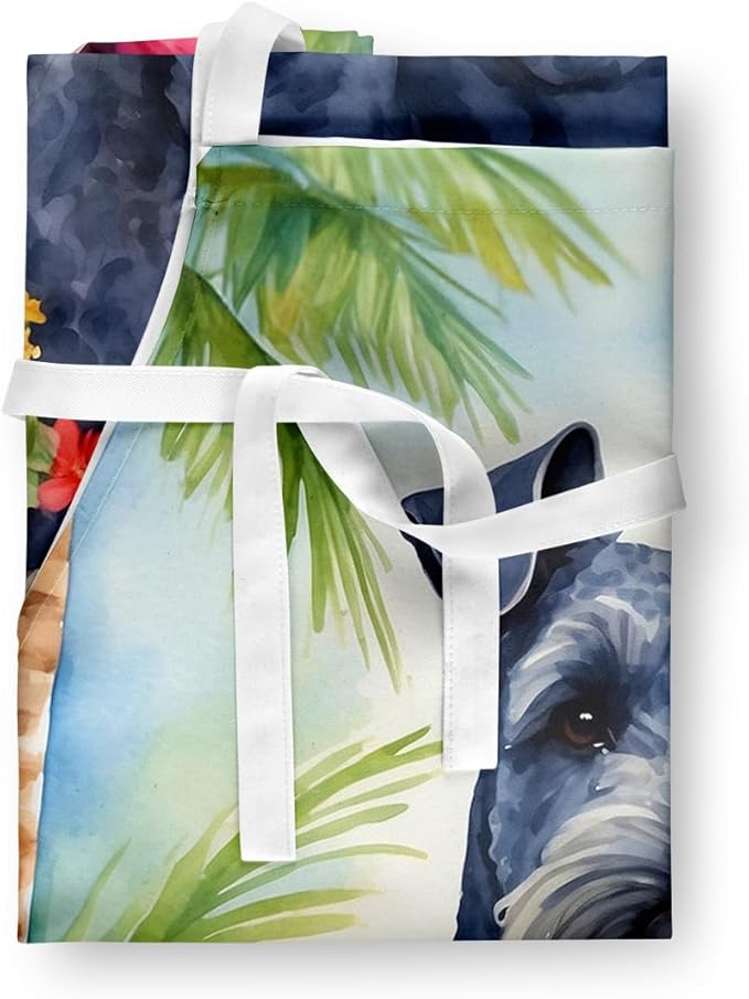 Caroline's Treasures Kerry Blue Terrier Luau Apron Cooking Kitchen Server Baking Crafts Gardening for Adult Women Men, Unisex, Large, Multicolor