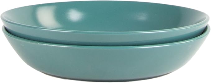 Double Line 9.5"/36 oz Dinner Bowl, Set of 2, Emerald Green