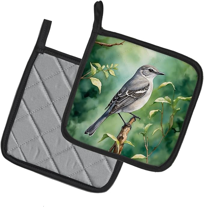 Caroline's Treasures Tennessee Northern Mockingbird Pair of Pot Holders Kitchen Heat Resistant Pot Holders Sets Oven Hot Pads for Cooking Baking BBQ, 7 1/2 x 7 1/2