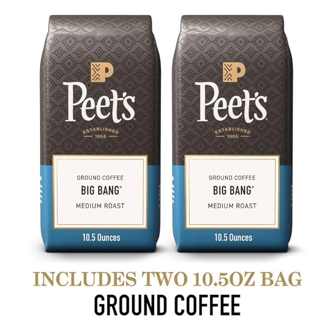Peet's Coffee, Medium Roast Ground Coffee - Big Bang 10.5 Ounce Bag (Pack of 2)