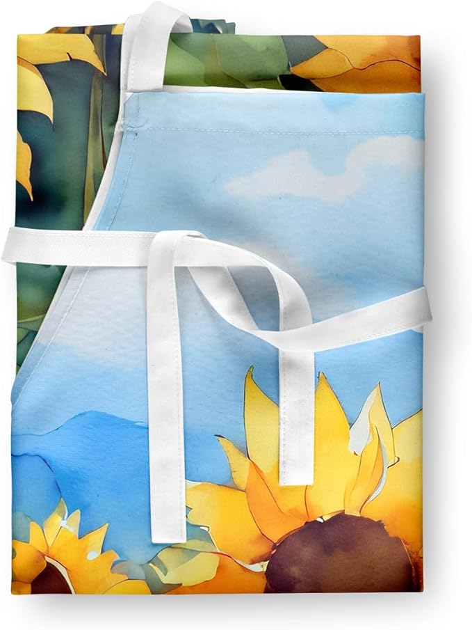 Caroline's Treasures Sunflowers in Watercolor Apron Cooking Kitchen Server Baking Crafts Gardening for Adult Women Men, Unisex, Large, Multicolor