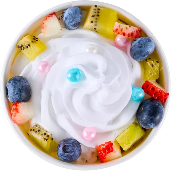 Coppetta 8 Ounce Dessert Cups, 50 Greaseproof Ice Cream Cups - Lids Sold Separately, For Hot And Cold Foods, Green And Pink Stripe Paper Yogurt Bowls, Disposable, Sturdy - Restaurantware