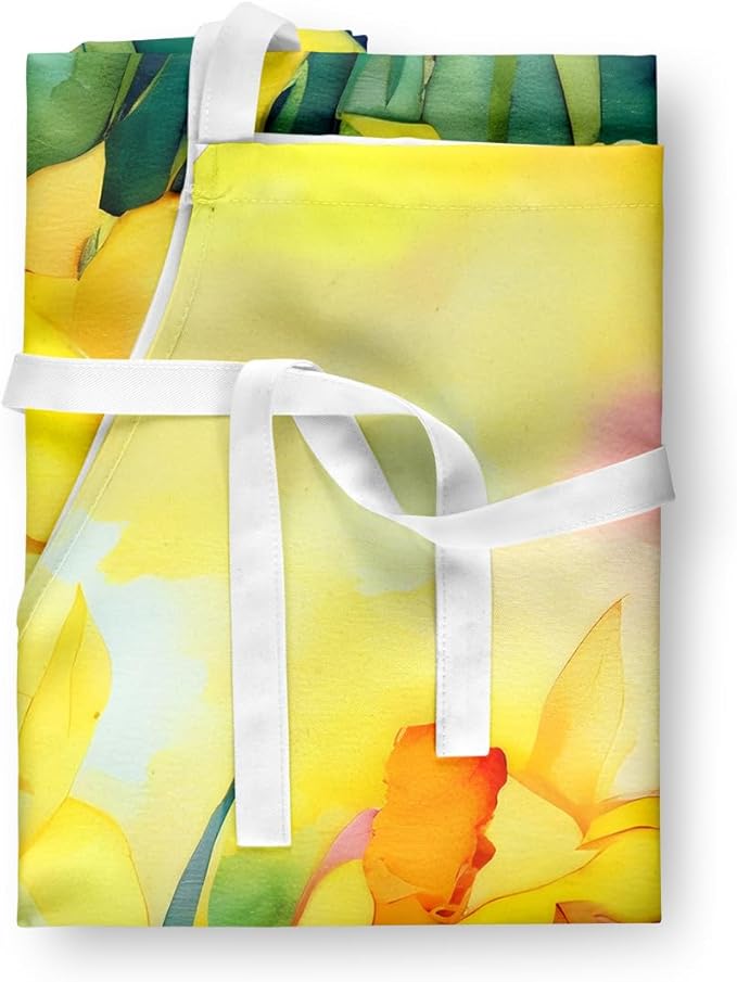 Caroline's Treasures Daffodils in Watercolor Apron Cooking Kitchen Server Baking Crafts Gardening for Adult Women Men, Unisex, Large, Multicolor
