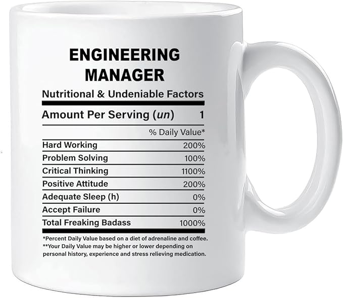 Funny Gift for Engineering Manager, Engineering Manager Nutrition Mug, Best Engineering Manager Gift Ideas, Graduation, Funny Engineering Manager Birthday Mug