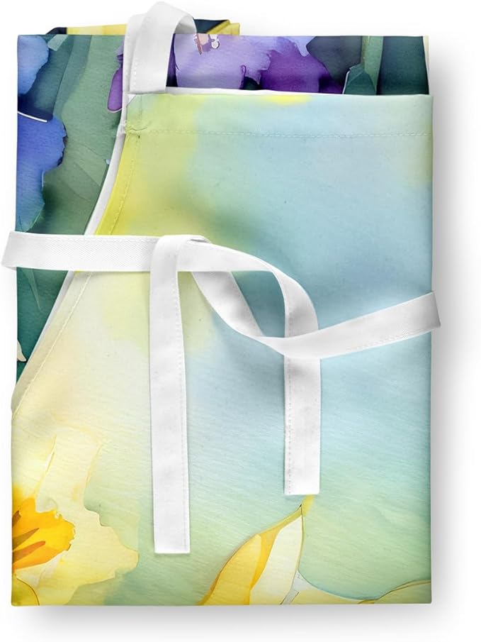 Caroline's Treasures Daffodils in Watercolor Apron Cooking Kitchen Server Baking Crafts Gardening for Adult Women Men, Unisex, Large, Multicolor