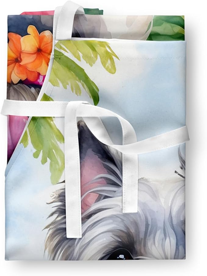 Caroline's Treasures Skye Terrier Luau Apron Cooking Kitchen Server Baking Crafts Gardening for Adult Women Men, Unisex, Large, Multicolor