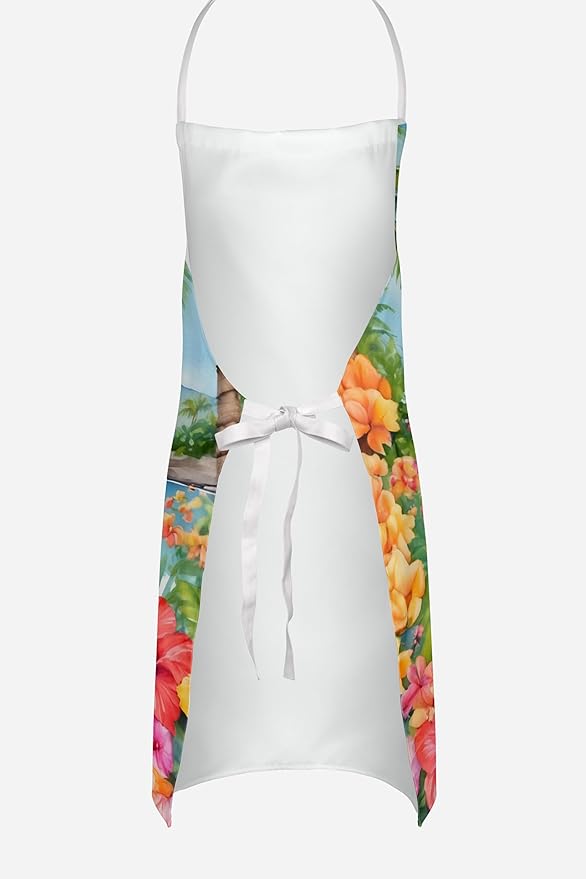 Caroline's Treasures Boston Terrier Luau Apron Cooking Kitchen Server Baking Crafts Gardening for Adult Women Men, Unisex, Large, Multicolor