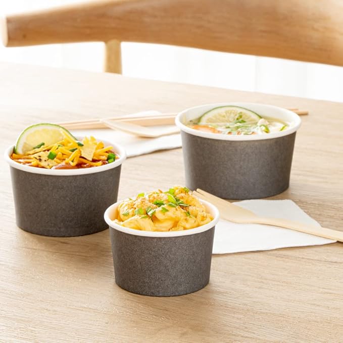Coppetta 3 Ounce Paper Cups, 50 Durable To Go Cups - Lids Sold Separately, Disposable, Gray Paper Dessert Cups, Freezable, For Cafes And Restaurants - Restaurantware