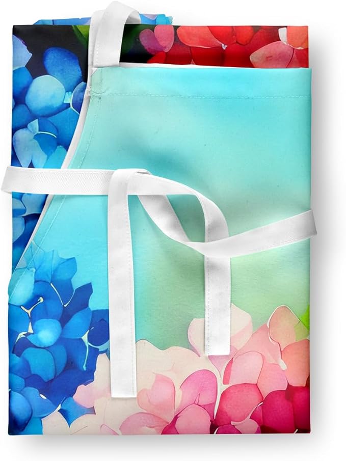 Caroline's Treasures Hydrangeas in Watercolor Apron Cooking Kitchen Server Baking Crafts Gardening for Adult Women Men, Unisex, Large, Multicolor