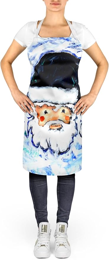 Caroline's Treasures Novena Blue Santa Claus Apron Cooking Kitchen Server Baking Crafts Gardening for Adult Women Men, Unisex, Large, Multicolor