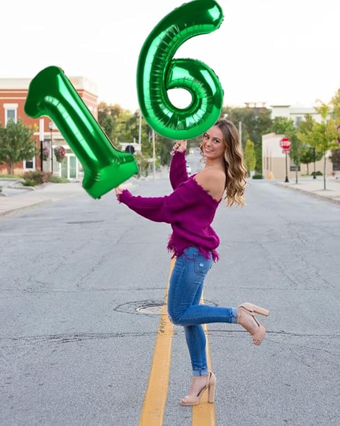 Foil 19 Number Balloons, Happy Birthday Decoration for 19th, Dark Green Balloon Numbers 40 Inch for 19 91 Girls Boys Women Men Engagement, Bridal Shower Party
