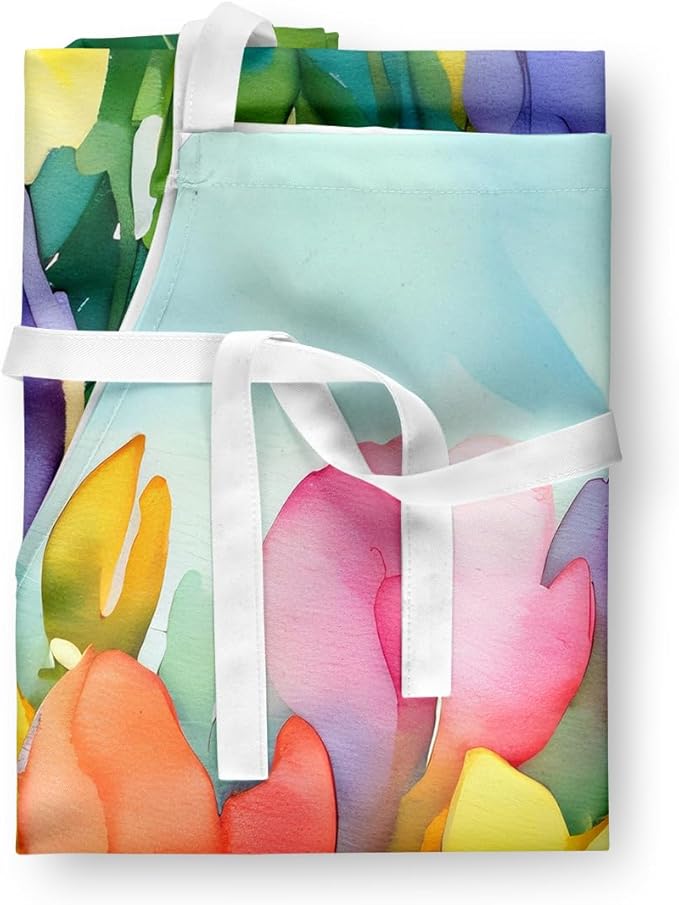 Caroline's Treasures Freesias in Watercolor Apron Cooking Kitchen Server Baking Crafts Gardening for Adult Women Men, Unisex, Large, Multicolor