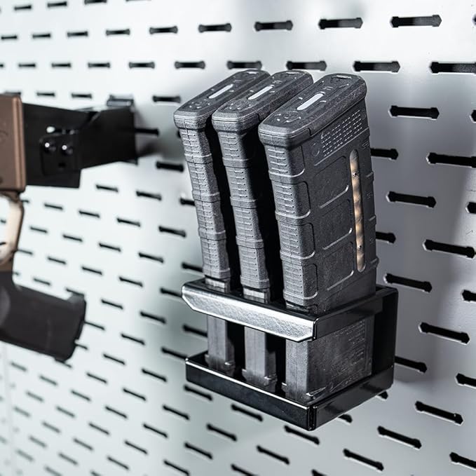 Lockdown Securewall MSR15 Magazine Rack with 3 Mag Capacity, Powder Coating, and Universal Fit for Organization, Gun Room, Storage