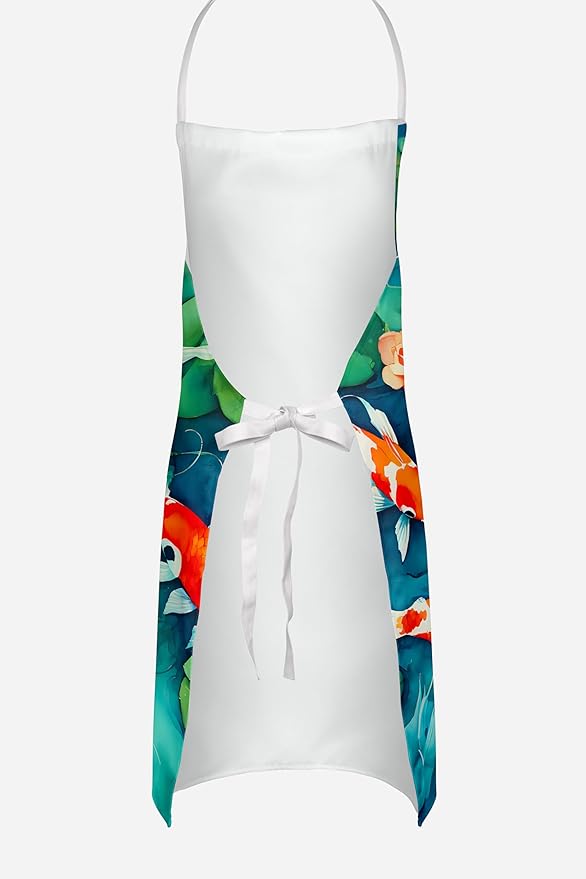Caroline's Treasures Koi Fish Apron Cooking Kitchen Server Baking Crafts Gardening for Adult Women Men, Unisex, Large, Multicolor