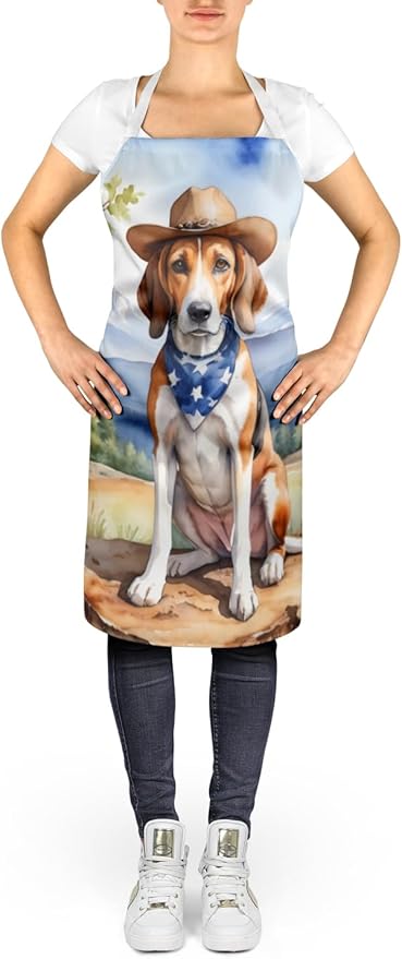 Caroline's Treasures American Foxhound Cowboy Welcome Apron Cooking Kitchen Server Baking Crafts Gardening for Adult Women Men, Unisex, Large, Multicolor
