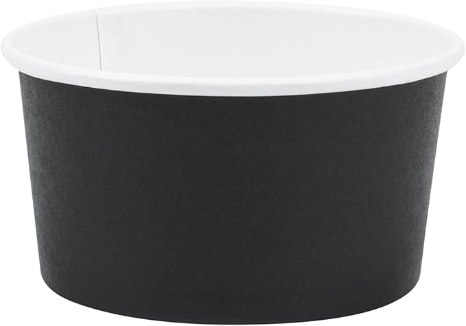 Coppetta 8-Ounce Dessert Cups, 50 Disposable Ice Cream Cups - Lids Sold Separately, Sturdy, Black Paper Frozen Yogurt Bowls, For Hot And Cold Foods, Perfect For Gelato Or Mousse - Restaurantware