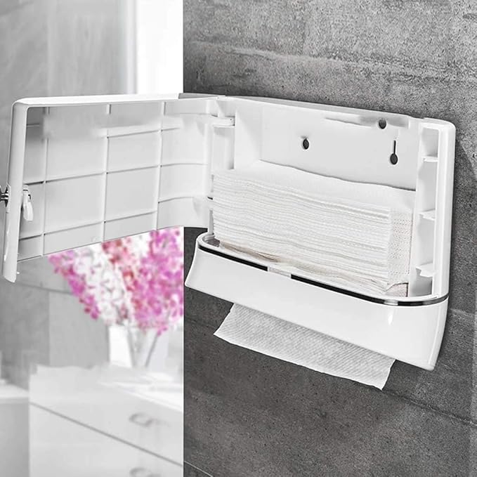 Tissue Box Cover Paper Towel Dispenser Hand Tissue Dispenser Wall Mount, Compact Paper Towel Holder, Commercial for Bathroom Or Kitchen (Color : Black, Size : One Size)