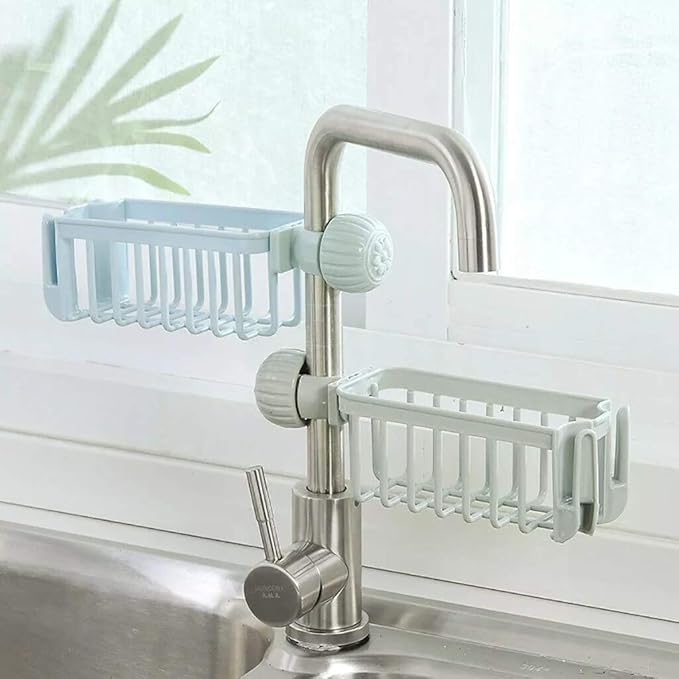 Kitchen Sink Faucet Sponge Soap Storage Organizer Cloth Drain Rack Holder Shelf (Color : B) (A)