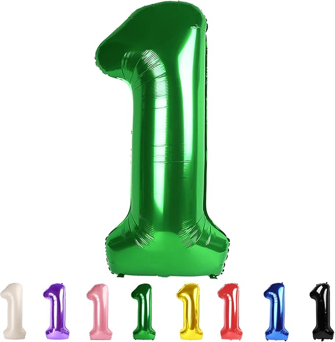Number Balloons 40 Inch Dark Green 1, Big One Balloons for 1st Birthday For Girl Boy 11 21 31 Balloons for Wedding, Celebration Party, Graduations