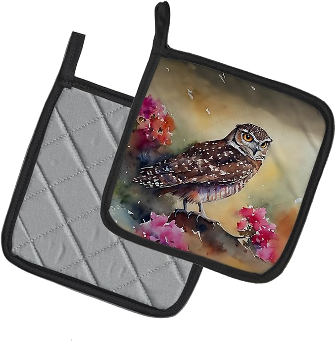 Caroline's Treasures Burrowing Owl Pair of Pot Holders Kitchen Heat Resistant Pot Holders Sets Oven Hot Pads for Cooking Baking BBQ, 7 1/2 x 7 1/2