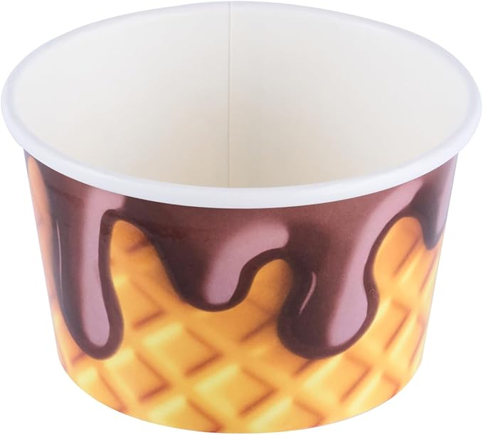 Restaurantware Ice Cream Cups 50 Pack of 8 oz Leak-Resistant Disposable Dessert Bowl Frozen Yogurt Cup Round Paper Container For Cold And Hot Desserts