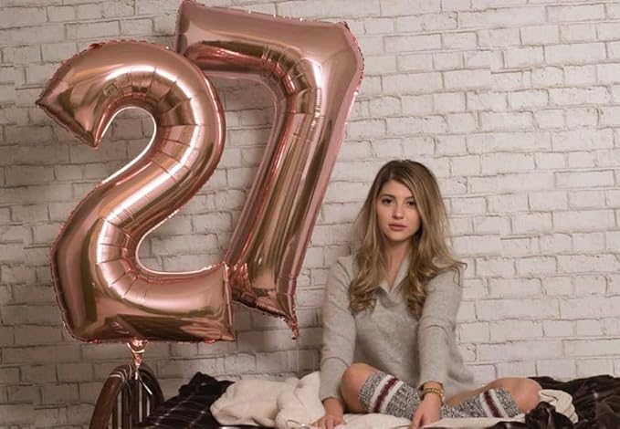 Number Balloon 40 Inch, 24 Number Balloons, Rose Gold 42 Happy Birthday Decorations for Women Men, Ballons 24th for Wedding Anniversaries Party