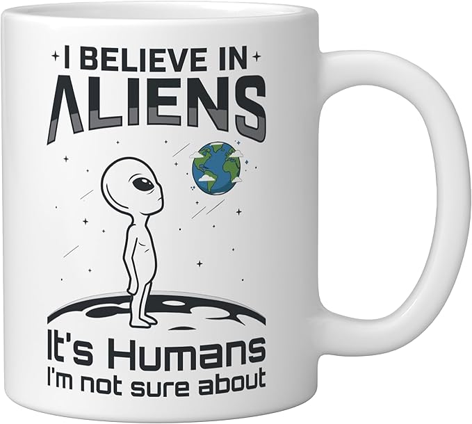 Alien Believer UFO Extraterrestrial Space Lover Ceramic Mug, White