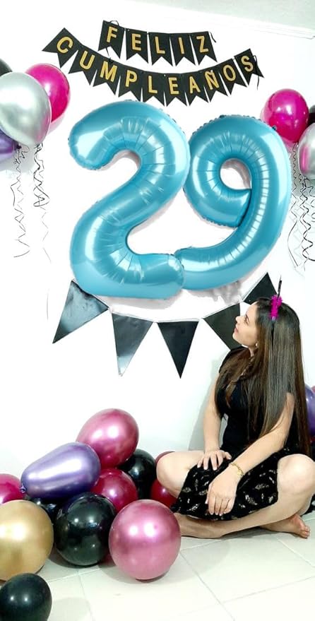 40 Inch Number 8 Balloon, Pastel Blue 8 18 28 80 Birthday Balloons for Men Boys, 8th Birthday Decorations Party Supplies, Wedding, Graduations