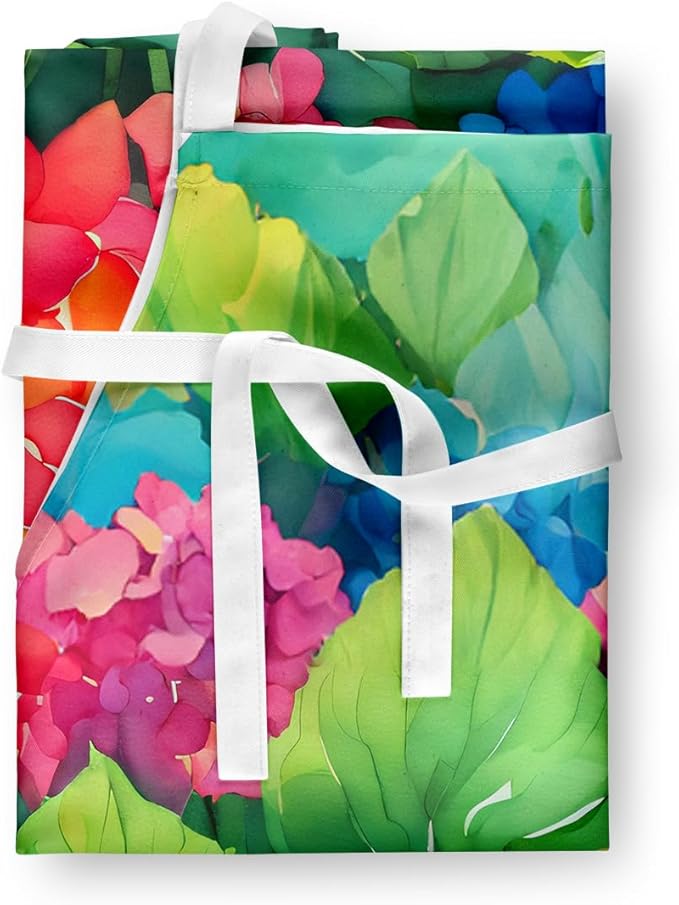 Caroline's Treasures Hydrangeas in Watercolor Apron Cooking Kitchen Server Baking Crafts Gardening for Adult Women Men, Unisex, Large, Multicolor
