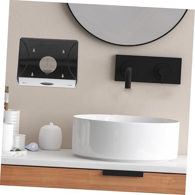 ERINGOGO Wall Mounted Paper Towel Dispenser Touchless Hand Towel Holder for Bathrooms and Kitchens Capacity Easy to Install Commercial Tissue Paper Holder Black