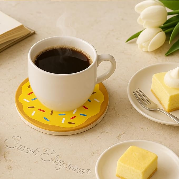 Coasters Set of 4, Water Absorbent Diatomite Coasters for Desk, Decorative Colorful Coasters Cup Mats for Coffee Table (Multiple Colors)