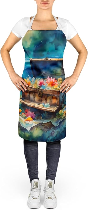 Caroline's Treasures Treasure Chest Apron Cooking Kitchen Server Baking Crafts Gardening for Adult Women Men, Unisex, Large, Multicolor
