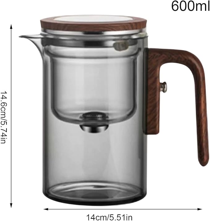 Glass Teapot, 600ml Strainer Kettle, Loose Brewing Pot with Firm Build, Kitchen Fixture with Solid Design, 5.75x5.51 inches Reliable Gear, Longtail Accessory for Home Tea Room Restaurant Brewing