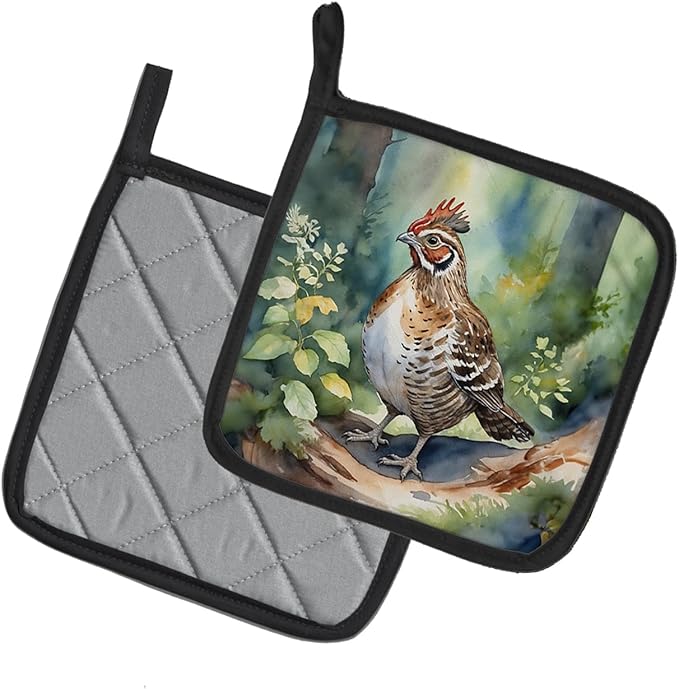 Caroline's Treasures Pennsylvania Ruffed Grouse Pair of Pot Holders Kitchen Heat Resistant Pot Holders Sets Oven Hot Pads for Cooking Baking BBQ, 7 1/2 x 7 1/2