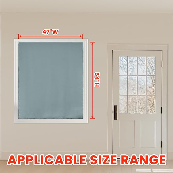 AJAZZ self Adhesive Portable 100% Blackout Curtains Simple and Easy to installBedroom Window Thermal Lnsulated Kitchen Room Darkening Black Small Drapes 1-Pack