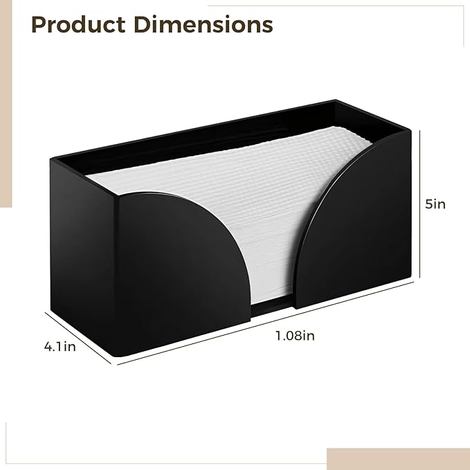 2 Pcs Black Acrylic Paper Towel Dispensers for Countertops, Paper Towel Organizers for Kitchen & Office