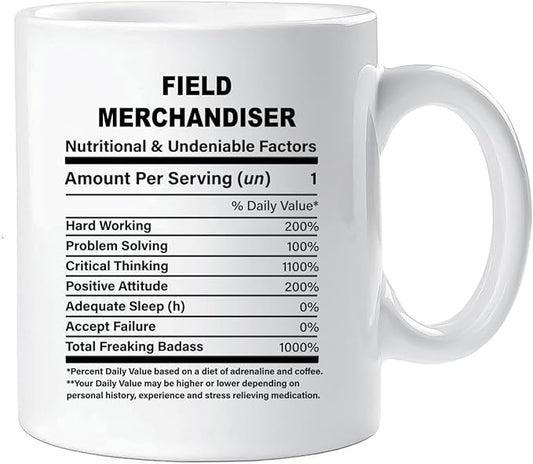 Funny Gift for Field Merchandiser, Field Merchandiser Nutrition Mug, Best Field Merchandiser Gift Ideas, Graduation, Funny Field Merchandiser Birthday Mug