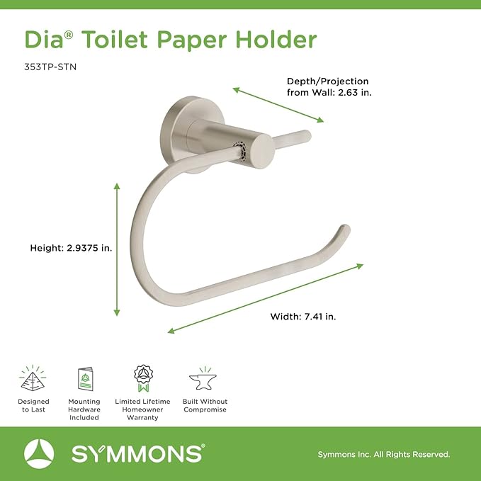 Symmons 353TP-STN Dia Wall-Mounted Toilet Paper Holder in Satin Nickel