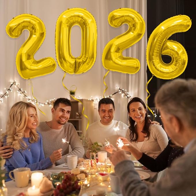 2026 Balloons, 40 Inch 2026 Number Balloons Gold 2026 Balloon Large Foil Graduation Balloon Numbers 2026 Mylar Baloons for Birthday Anniversary Party Supplies Graduation Class of 2026 Decorations
