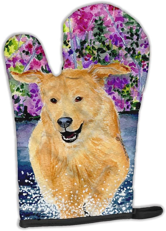 Caroline's Treasures SS8627OVMT Golden Retriever Oven Mitt Heat Resistant Thick Oven Mitt for Hot Pans and Oven, Kitchen Mitt Protect Hands, Cooking Baking Glove